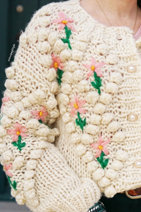 Winnipeg Style, Canadian fashion blog, Chicwish rose floral hand knit vintage chic cardigan